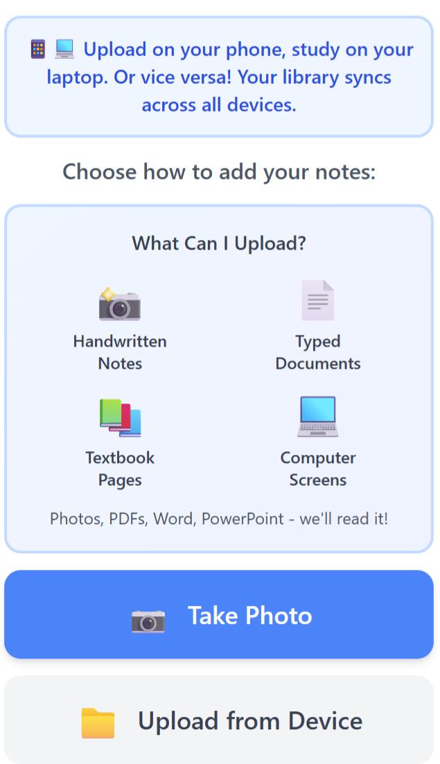 Upload Any Notes